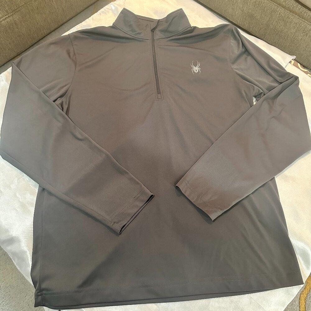 New Spyder Men’s Dark Grey Long Sleeve Poly ¼ Zip Pullover, Size L (NWOT)